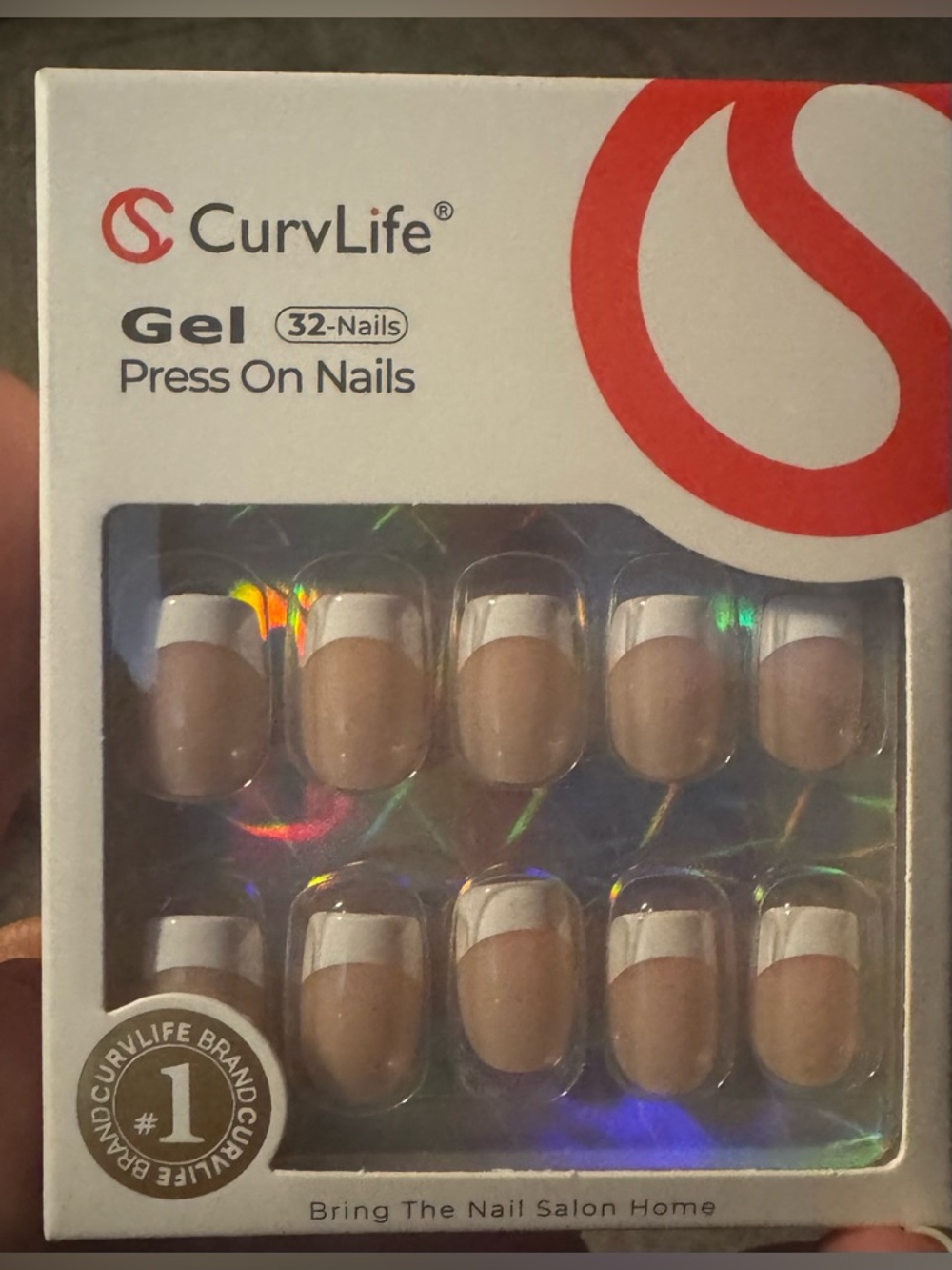 NEW! Curvlife Gel French Tip Square Press-On Nails